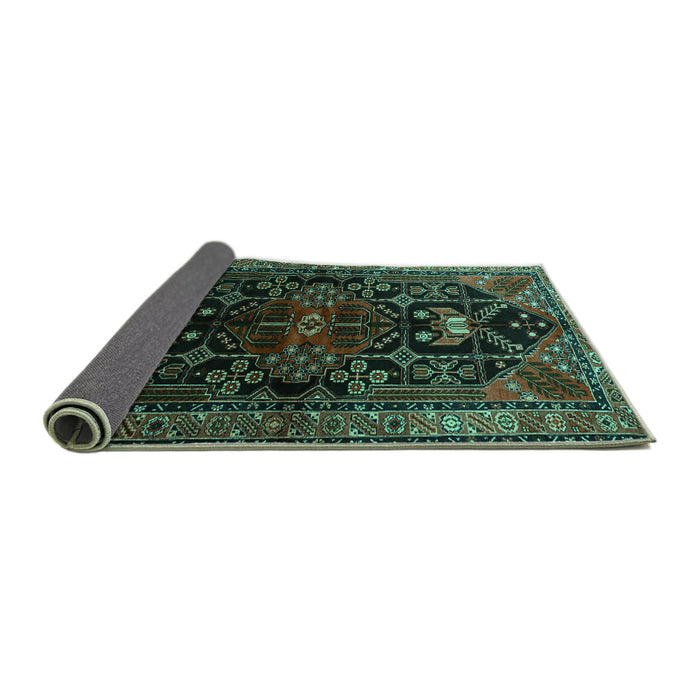 Sideview of Persian Turquoise Traditional Rug, tr1847turq