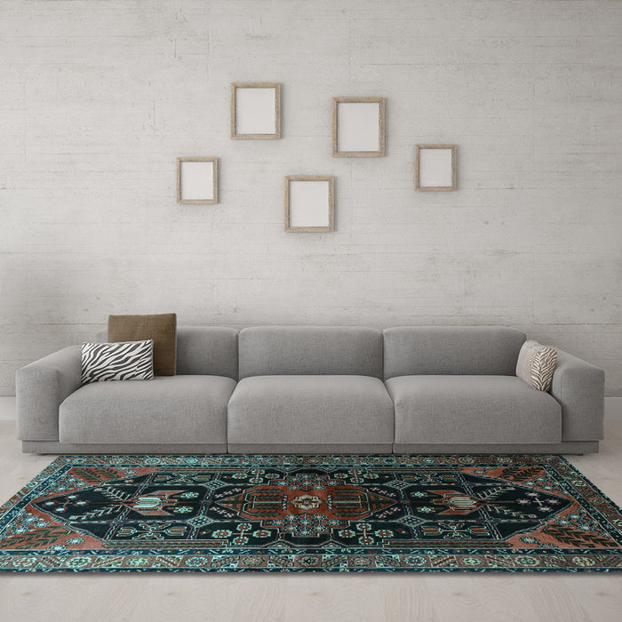 Machine Washable Persian Light Blue Traditional Rug in a Living Room, wshtr1847lblu