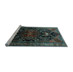 Sideview of Machine Washable Persian Light Blue Traditional Rug, wshtr1847lblu