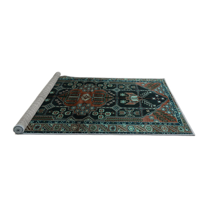 Sideview of Machine Washable Persian Light Blue Traditional Rug, wshtr1847lblu