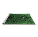 Sideview of Machine Washable Persian Emerald Green Traditional Area Rugs, wshtr1847emgrn