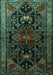 Machine Washable Persian Turquoise Traditional Area Rugs, wshtr1847turq