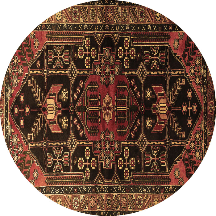 Round Persian Brown Traditional Rug, tr1847brn