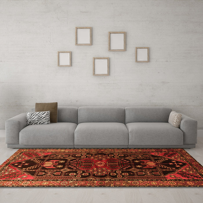 Machine Washable Persian Orange Traditional Area Rugs in a Living Room, wshtr1847org