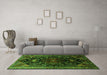 Machine Washable Persian Green Traditional Area Rugs in a Living Room,, wshtr1847grn