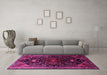 Machine Washable Persian Pink Traditional Rug in a Living Room, wshtr1847pnk