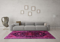 Machine Washable Persian Pink Traditional Rug, wshtr1847pnk