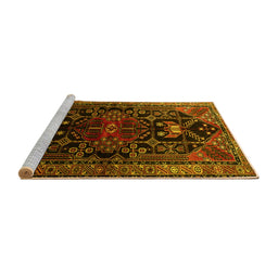 Sideview of Machine Washable Persian Yellow Traditional Rug, wshtr1847yw