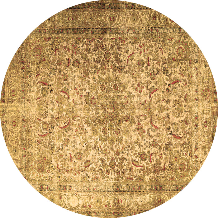 Round Persian Brown Traditional Rug, tr1848brn