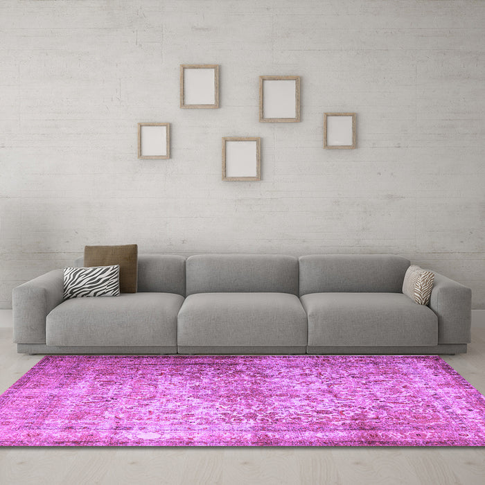 Machine Washable Persian Purple Traditional Area Rugs in a Living Room, wshtr1848pur