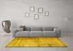 Machine Washable Persian Yellow Traditional Rug in a Living Room, wshtr1848yw