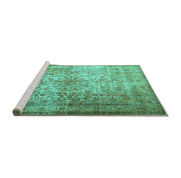 Sideview of Machine Washable Persian Turquoise Traditional Area Rugs, wshtr1848turq
