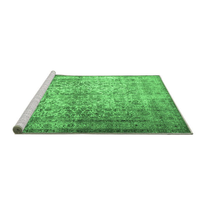 Sideview of Machine Washable Persian Emerald Green Traditional Area Rugs, wshtr1848emgrn