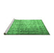 Sideview of Machine Washable Persian Emerald Green Traditional Area Rugs, wshtr1848emgrn