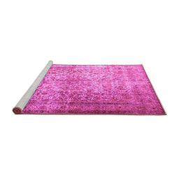 Sideview of Machine Washable Persian Pink Traditional Rug, wshtr1848pnk
