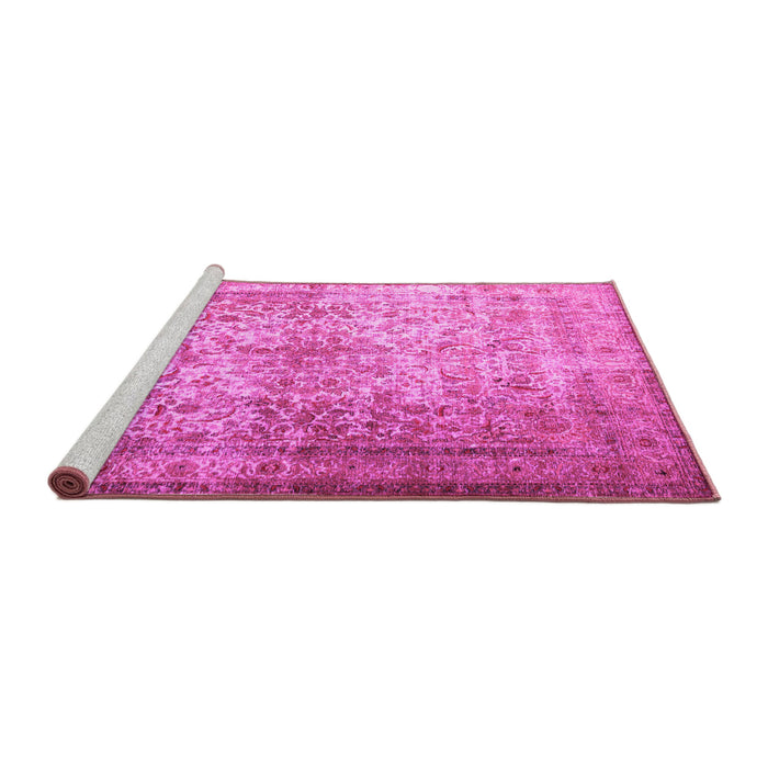 Sideview of Machine Washable Persian Pink Traditional Rug, wshtr1848pnk