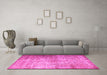 Machine Washable Persian Pink Traditional Rug in a Living Room, wshtr1848pnk