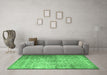 Machine Washable Persian Emerald Green Traditional Area Rugs in a Living Room,, wshtr1848emgrn