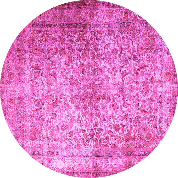 Round Machine Washable Persian Pink Traditional Rug, wshtr1848pnk