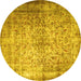 Round Machine Washable Persian Yellow Traditional Rug, wshtr1848yw