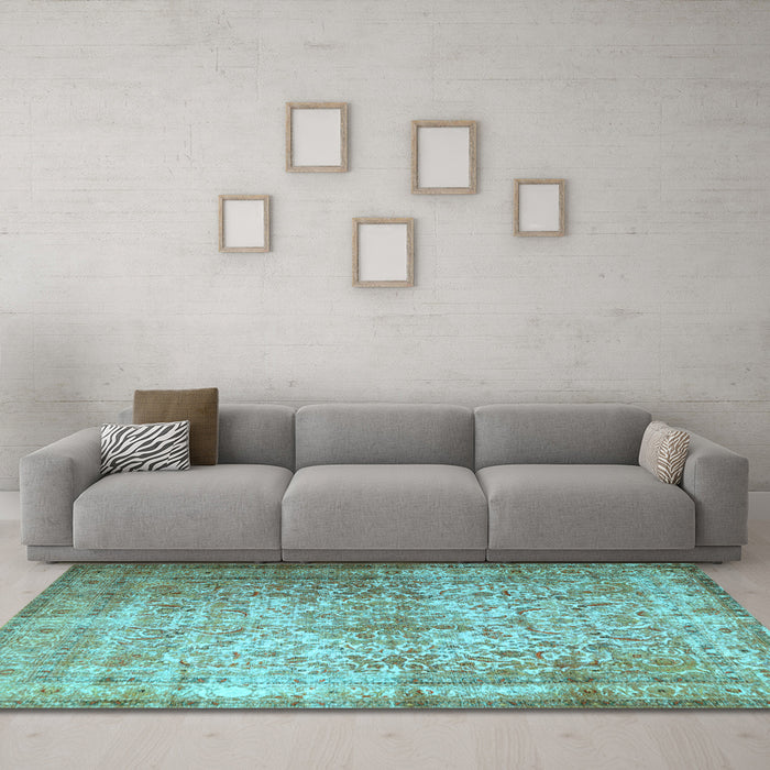 Machine Washable Persian Light Blue Traditional Rug in a Living Room, wshtr1848lblu