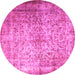 Round Persian Pink Traditional Rug, tr1848pnk