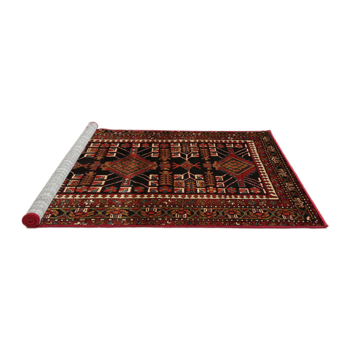 Sideview of Machine Washable Traditional Dark Sienna Brown Rug, wshtr1849