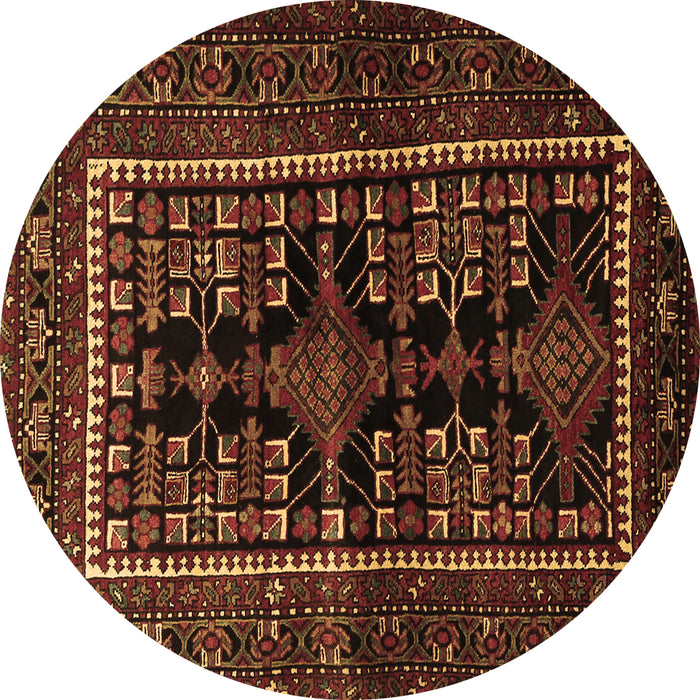 Round Persian Brown Traditional Rug, tr1849brn