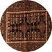 Round Persian Brown Traditional Rug, tr1849brn