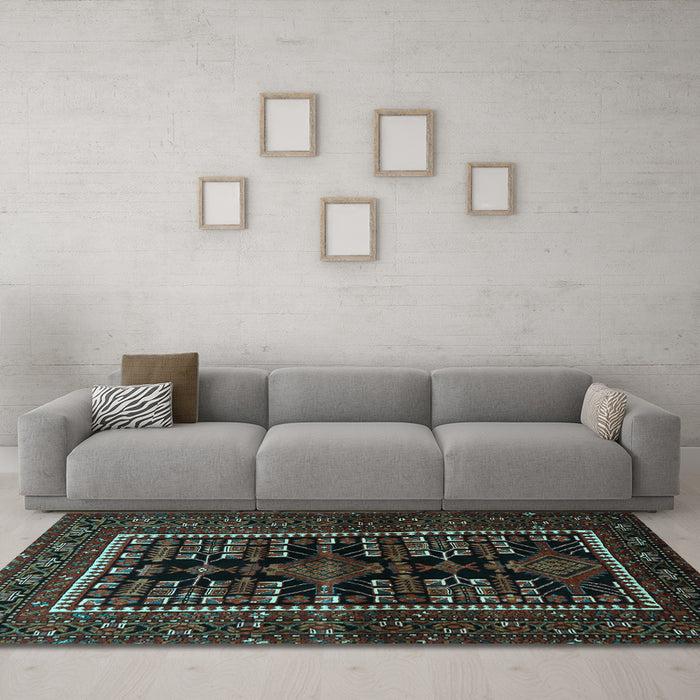 Machine Washable Persian Light Blue Traditional Rug in a Living Room, wshtr1849lblu