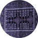 Round Persian Blue Traditional Rug, tr1849blu