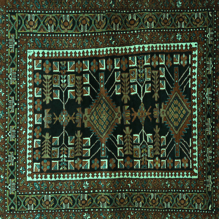 Square Machine Washable Persian Turquoise Traditional Area Rugs, wshtr1849turq