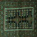 Square Machine Washable Persian Turquoise Traditional Area Rugs, wshtr1849turq