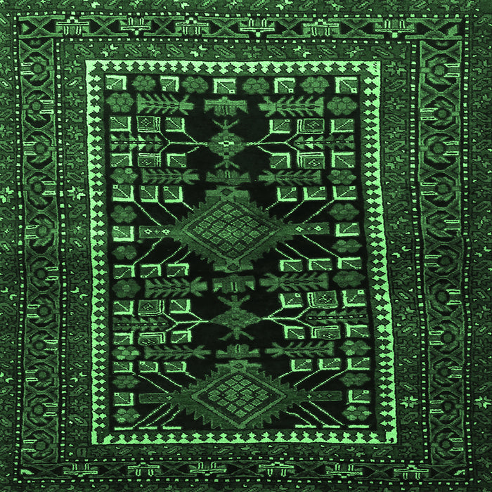 Square Machine Washable Persian Emerald Green Traditional Area Rugs, wshtr1849emgrn