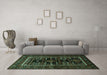 Machine Washable Persian Turquoise Traditional Area Rugs in a Living Room,, wshtr1849turq