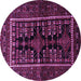 Round Machine Washable Persian Purple Traditional Area Rugs, wshtr1849pur