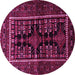 Round Machine Washable Persian Pink Traditional Rug, wshtr1849pnk