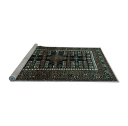 Sideview of Machine Washable Persian Light Blue Traditional Rug, wshtr1849lblu