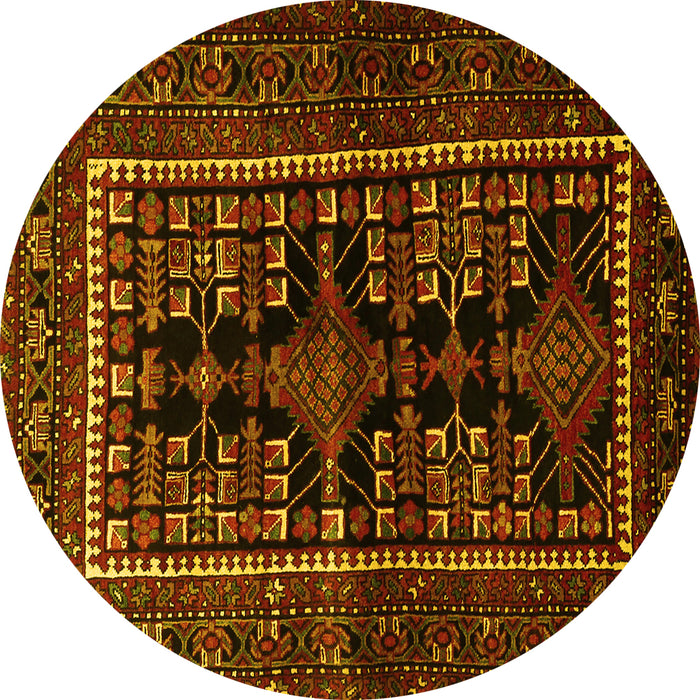 Round Machine Washable Persian Yellow Traditional Rug, wshtr1849yw