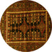 Round Machine Washable Persian Yellow Traditional Rug, wshtr1849yw