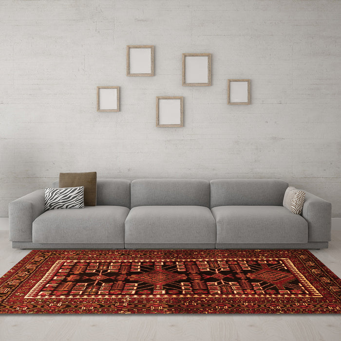 Machine Washable Persian Orange Traditional Area Rugs in a Living Room, wshtr1849org