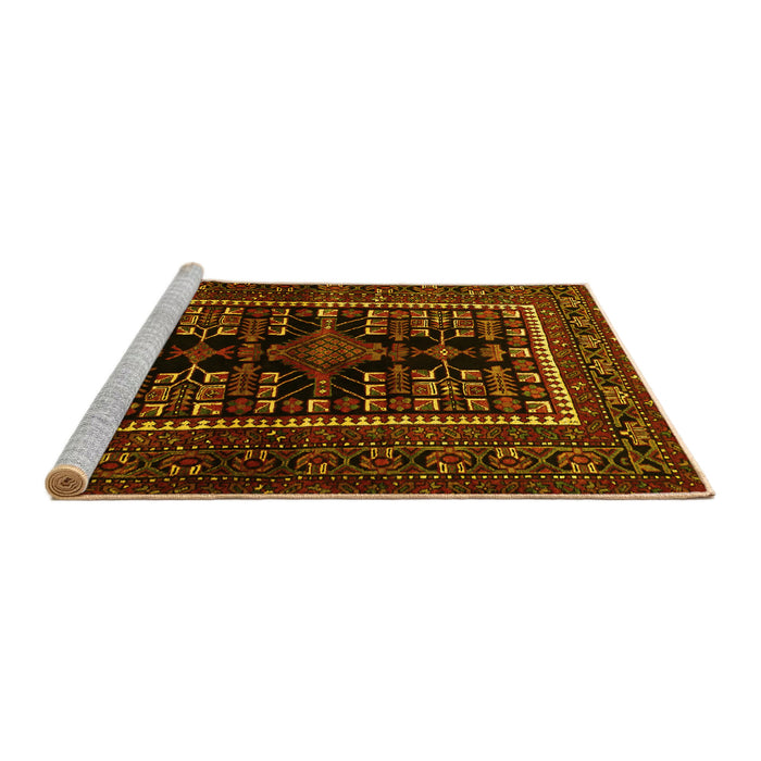 Sideview of Machine Washable Persian Yellow Traditional Rug, wshtr1849yw