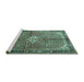 Sideview of Machine Washable Persian Turquoise Traditional Area Rugs, wshtr184turq