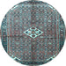 Round Machine Washable Persian Light Blue Traditional Rug, wshtr184lblu