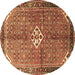 Round Machine Washable Persian Brown Traditional Rug, wshtr184brn