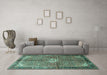 Machine Washable Persian Turquoise Traditional Area Rugs in a Living Room,, wshtr184turq