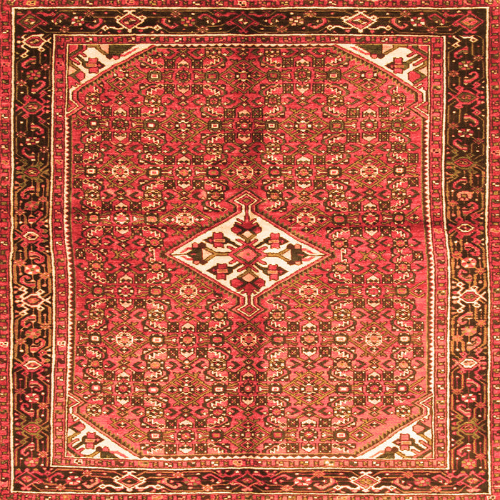 Round Machine Washable Persian Orange Traditional Area Rugs, wshtr184org