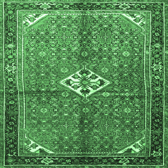 Square Machine Washable Persian Emerald Green Traditional Area Rugs, wshtr184emgrn