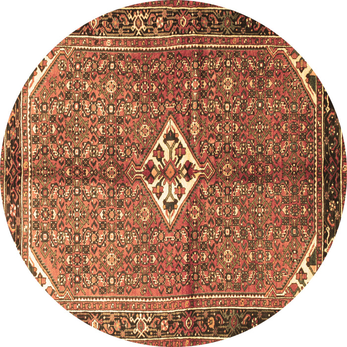Round Persian Brown Traditional Rug, tr184brn