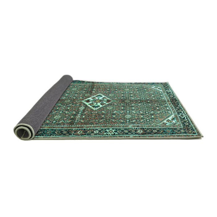 Sideview of Persian Turquoise Traditional Rug, tr184turq